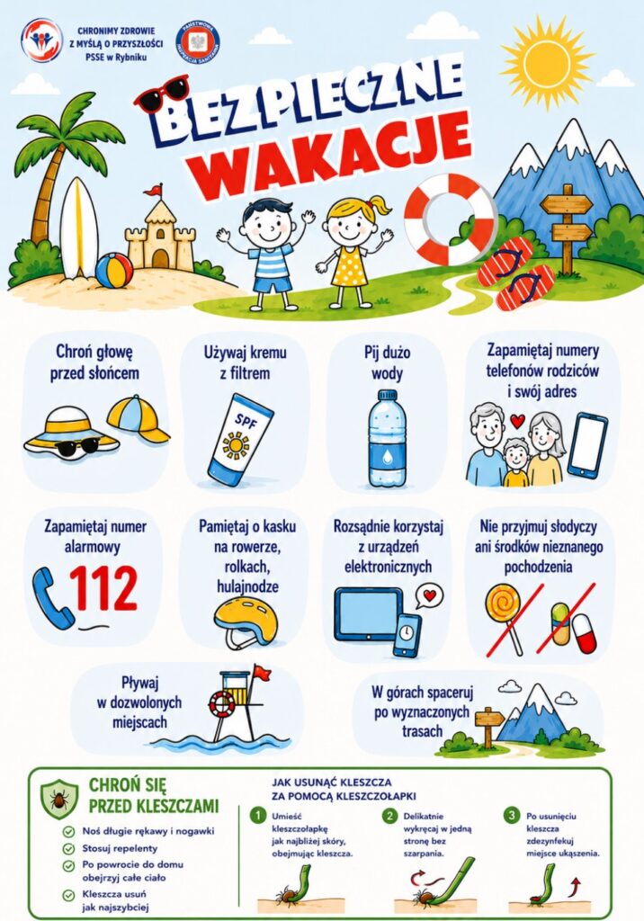 Ulotka Bezpieczne wakacje PSSE Rybnik